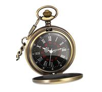 VDLLQYN, Anticato Liscio con Catena in Acciaio,Orologi da tasca(Bronze)