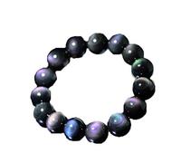 VDLLQYN, Bracciale Rigido in Cristallo Naturale Bracciale in Cristallo di Volpe di Ossidiana di Ghiaccio Naturale Autentico for Donna Uomo Bracciale in Ossidiana dell'occhio Arcobaleno,Bracciale Nero