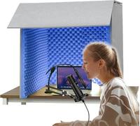 VDLLQYN, Cabina di isolamento for microfono a cubo, 80 x 80 cm, for home studio, registrazione musicale, podcasting, trattamenti acustici,Studio di registrazione semplice e portatile(Blue)