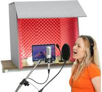 VDLLQYN, Cabina di registrazione portatile for filtrare le voci, apparecchiatura di registrazione con microfono, for ufficio domestico e studio ,Studio di registrazione semplice e portatile(Red-80*80*