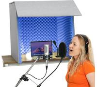 VDLLQYN, Cabina di registrazione portatile for filtrare le voci, apparecchiatura di registrazione con microfono, for ufficio domestico e studio ,Studio di registrazione semplice e portatile(Blue-80*80