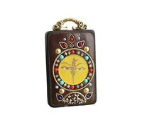 VDLLQYN, Collana retrò Nepal Tibet Thangka Fatta a Mano in Ebano, Grande Giorno Tathagata Giallo Caishen, Pendenti in Stile Nazionale, Regalo Appeso, Collana con Ciondolo Thangka(Penfant6)