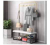 VDLLQYN, Con cuscino di seduta 3 in 1 Scarpiera Nizer con 7 ganci Struttura in metallo for ingresso e soggiorno Nero Grigio ,Panca portascarpe(Black Gray,100Cm)