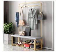 VDLLQYN, Con cuscino di seduta 3 in 1 Scarpiera Nizer con 7 ganci Struttura in metallo for ingresso e soggiorno Nero Grigio ,Panca portascarpe(Gold White,120*M)