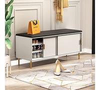 VDLLQYN, Con cuscino, scaffale portaoggetti a 2 livelli for soggiorno, camera da letto, corridoio, mobili, facile da montare, carico massimo 440 libbre ,Panca portascarpe(White,80X35X54CM)