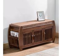 VDLLQYN, Con porta riviste, scarpiera rustica, organizer for ingresso, panca marrone imbottita in lino ，Panca portascarpe(102x46.5x32cm(40x18x13inch))