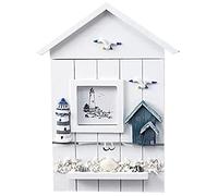 VDLLQYN, Organizer for portachiavi, piccolo, creativo, in stile mediterraneo, con decorazione a parete, for la gestione delle chiavi, ciondolo artigianale.,Organizzatore di chiavi(White C)