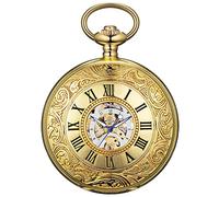 VDLLQYN, Orologio da Tasca Meccanico con Catena Steampunk Vintage Numeri Romani Orologi da Tasca a Carica Manuale for Uomo Donna e Confezione Regalo,Orologi da Tasca