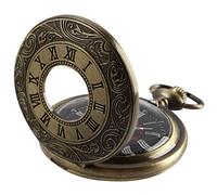 VDLLQYN, Orologio da tasca Steampunk al quarzo vintage con numeri romani con catena for regali di Natale di compleanno da uomo,Orologi da tasca(Bronze)