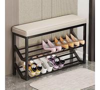 VDLLQYN, Panca con struttura in metallo sottile for piccoli spazi, scarpiera for ingresso, camera da letto o ai piedi del letto ,Panca portascarpe(B)