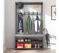 VDLLQYN, Panca portaoggetti da ingresso con porta scarpe, cuscino in velluto e ganci, facile da montare ,Panca portascarpe(Black,39inch)