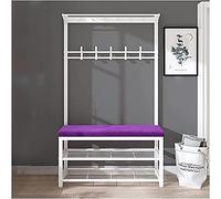 VDLLQYN, Panca portaoggetti da ingresso con porta scarpe, cuscino in velluto e ganci, facile da montare ,Panca portascarpe(Purple,39inch)