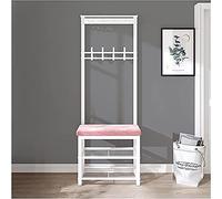 VDLLQYN, Panca portaoggetti da ingresso con porta scarpe, cuscino in velluto e ganci, facile da montare ,Panca portascarpe(Pink,24inch)