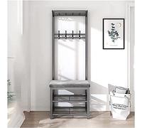 VDLLQYN, Panca portaoggetti da ingresso con porta scarpe, cuscino in velluto e ganci, facile da montare ,Panca portascarpe(Black,24inch)