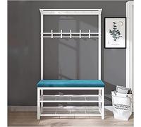 VDLLQYN, Panca portaoggetti da ingresso con porta scarpe, cuscino in velluto e ganci, facile da montare ,Panca portascarpe(Blue,39inch)
