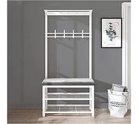 VDLLQYN, Panca portaoggetti da ingresso con porta scarpe, cuscino in velluto e ganci, facile da montare ,Panca portascarpe(Grey,31inch)
