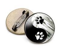 VDLLQYN, Spille Yin Yang Nero Bianco Tai Chi Farfalla Drago Modello gatto Spilla rotonda Gemma di cristallo di vetro Perni in metallo,Spille(4)