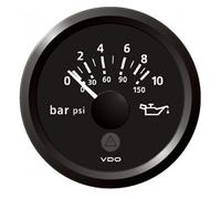 VDO Marino Viewline 150 Psi / 10 Barrette Manometro 12/24 Volt Nero