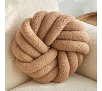 Vdoioe Cuscino Khaki a Forma di Nodo 34,8 cm Rotondo, Cuscino Morbido in Soffice Nodo Annodato, Cuscino Fatto a Mano, Cuscino Annodato Moderno per la Decorazione della Casa, Cuscino per Letto, Camera