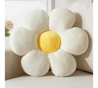 Vdoioe Cuscino Peluche a Forma di Fiore, 40 cm, Bianco, Pile di Cristallo e Cotone PP, Lavabile, Decorativo per Casa e Ufficio