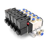 VDOQTLJT Elettrovalvola multivia combinata 4V210-08 Stazioni collettori DC12V 24V AC220V con raccordi Elettrovalvole a 5 Porte e 2 Posizioni(Dc12v,5 Row 6mm Fitting)