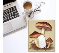 VducK Tappetino per mouse da gioco, vintage, con stampa di funghi commestibili, quadrato, impermeabile, con base in gomma antiscivolo, per computer portatile da ufficio, 21,1 x 26,2 cm