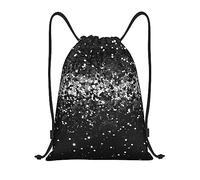 VducK Zaino da palestra con coulisse borsa da uomo nero bianco glitter Draw String Bags Gym Bag Cinch Bag, Nero , S
