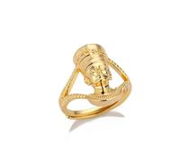 vdwv Anello regolabile con regina africana retrò vintage lucido regina ritratto anello gioielli per donne uomini gioielli etnici egiziani, Metallo, Nessuna pietra preziosa