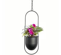 VDYXEW Staffa per piante da appendere, in metallo, moderna, stile boho, moderna, decorazione per la casa, minimalista, adatta per interni ed esterni (nero)