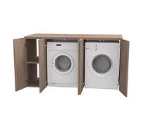 VE.CA - Copri lavatrice - Mobile lavanderia con ante Riga 175 cm - In legno - Mobile lavatrice/asciugatrice - Colore Noce - Made in Italy