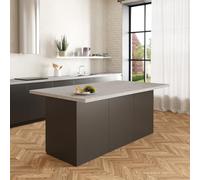 VE.CA - Isola da cucina Erika - Colore antracite - Credenza cucina - Mobile cucina - Ideale per una cucina completa - Ideale come tavolo da pranzo - Made in Italy (cemento)