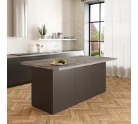 VE.CA - Isola da cucina Erika - Colore antracite - Credenza cucina - Mobile cucina - Ideale per una cucina completa - Ideale come tavolo da pranzo - Made in Italy (pino grigio jackson)