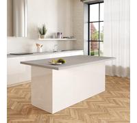 VE.CA - Isola da cucina Erika - Colore bianco lucido - Credenza cucina - Mobile cucina - Ideale per una cucina completa - Ideale come tavolo da pranzo - Made in Italy (Cemento)