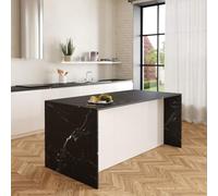 VE.CA - Isola da cucina Sophia - Colore bianco lucido - Credenza cucina - Mobile cucina - Ideale per una cucina completa - Ideale come tavolo da pranzo - Made in Italy (marmo nero)