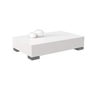 VE.CA-ITALY TAVOLINO BASSO SALOTTO MILTON 80X50 CM IN LEGNO CON PIEDINI, DIVERSE FINITURE ARREDO SOGGIORNO, DESIGN 100% MADE IN ITALY (Piedino basso, Bianco frassinato)