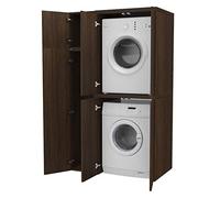 VE.CA. S.r.l. - Mobile Colonna Coprilavatrice con Vano Accessorio - Con Ante Copri lavatrice/Asciugatrice in Legno - Disponibile anche su Misura - Lavanderia bagno - Colore: Wengè