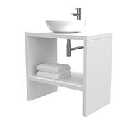 VE.CA.s.r.l. Mobiletto Bagno a Terra per lavabo d'appoggio Larghezza 80 cm - profondità 50 cm - Altezza 78 cm, Colore Bianco frassinato Design 100% Made in Italy, Bagno casa