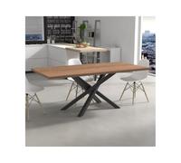 VE.CA.s.r.l. - Tavolo Polinesia - In Legno Laminato - Dimensioni: 140x90x80 cm - Altezza: 80 cm - Con Struttura in Acciaio Colore Nero - Tavolo da Cucina Casa - Colore: Noce