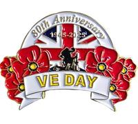 VE Day 80° anniversario Pin Distintivi Decorazioni 2025 Vittoria in Europa Memorabilia Regali Red Poppy Pin, Medio, Lega di acciaio lega di acciaio Smalto