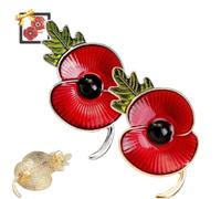 VE Day 80 Poppy Brooch, 2025 VE Day 80th Anniversary Remembrance Brooch, Spilla in metallo a forma di papavero rosso, spilla in metallo smaltato rosso, regalo veterano, no, Metallo