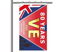 Ve Day 80th Commemorative Flag, Victory Day 80th Decorative Flag | 2025 Europe Ve Day Banner, Strumento di decorazione in poliestere per varie feste, celebrazioni, riunioni