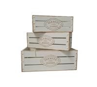 VEA SRL 3 Cassette vintage frutta e verdura BIANCHE, Cassette decorative in metallo per interni ed esterni, Oggetti vintage Shabby chic, Libri, vinili, CD, DVD (FIL 61117)