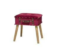 VEA SRL Pouf contenitore Valigia VELVET Tortora 40x32x44 cm, Pouf poggiapiedi divano, Sgabello contenitore salotto Decorativo, Poggia piedi Home decor (TOW 55205)