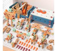 VEAIS - Set di attrezzi per bambini con trapano, set di attrezzi per bambini con panca degli attrezzi, giocattolo Montessori per oltre 2 anni, giocattolo educativo