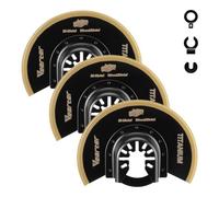 Vearter 3 lame oscillanti in titanio, 8,9 cm, semi-circolari, bimetalliche universali, kit di lame multiuso a sgancio rapido per legno, tubi metallici, chiodi, cartongesso, PVC