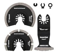 Vearter 3 pezzi utensili diamantati multifunzione con adattatore, lame per sega multiutensile strumento oscillante per piastrelle di ceramica, mattoni forati, cemento, piastrelle morbide, muratura