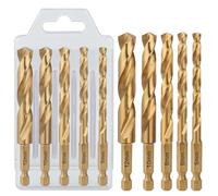Vearter Set di 5 punte per trapano M2 HSS per metallo, 5/6/8/10/12 mm, con codolo esagonale, punte elicoidali per acciaio inossidabile, acciaio al carbonio, ghisa, rame, alluminio, legno, plastica