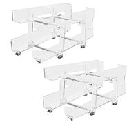 Veasbuu Can Organizer, Soda Storage Racks, 14.17x7.09x6.3 Inches Clear Rolling Adjustable-Width Bins, 2-Tier Stackable Design for Pantry, Refrigerator, Garage, Home, Beverage Organization
