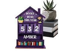 Veasbuu Contatore per l'avanzamento della lettura - Contatore manuale decorativo rustico, in legno, per scrivania, soggiorno, studio