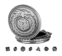 Veasbuu Dice Pocket Watch, Polyhedral Dice Case, Role Playing Dice Watch, Metal Dice Pocket Watch, Polyhedral Dice for Games, Pocket Watch for Gamers, Dice Watch, Dice Storage Pocket Watch, argento